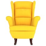 vidaXL Chaise à bascule avec pieds en bois et tabouret Jaune Velours