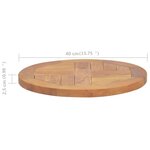 vidaXL Dessus de table Bois de teck solide Rond 2 5 cm 40 cm