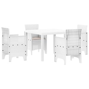 vidaXL Ensemble de salle à manger pour jardin 5 Pièces Blanc Rattan Polt