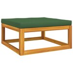 vidaXL Repose-pied de jardin avec coussin verts bois massif d'acacia