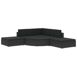 vidaXL Salon de jardin 6 Pièces avec coussins résine tressée noir