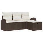 Ensemble de 4 pièces de canapé de jardin avec coussins en rotin poly marron
