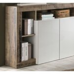 Buffet Maestro 4 portes à panneaux de particules effet bois et blanc laqué 184 x 42 x Hauteur 93 cm