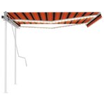 vidaXL Auvent manuel rétractable avec LED 4 5x3 m Orange et marron