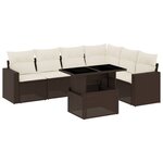 vidaXL Salon de jardin avec coussins 7 Pièces marron résine tressée