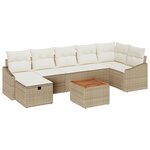 vidaXL Ensemble de canapés de jardin 8 pièces avec coussins Beige Poly Rattan