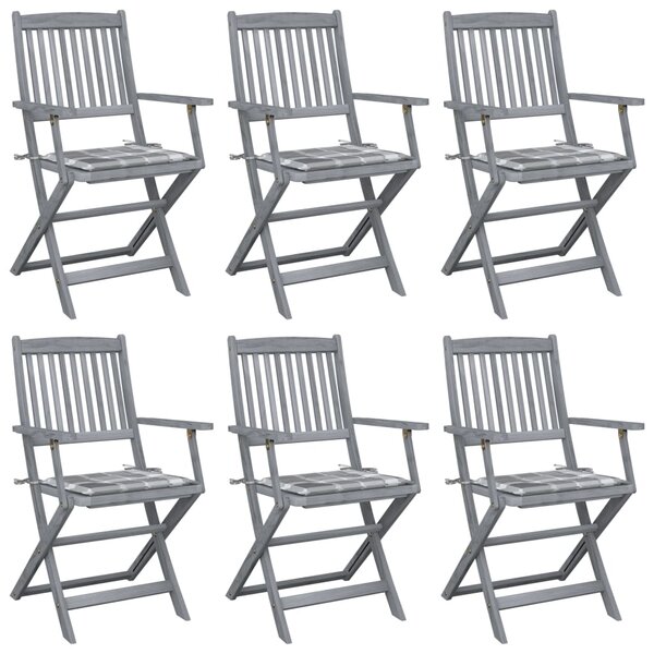 vidaXL Chaises pliables d'extérieur 6 Pièces avec coussins Bois d'acacia