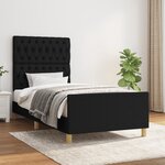 vidaXL Cadre de lit avec tête de lit Noir 90x200 cm Tissu