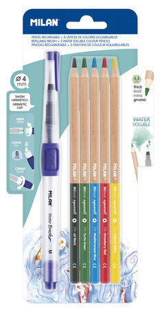 Pinceau rechargeable Water Brush + 5 crayons aquarellables