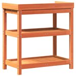 vidaXL Table de rempotage avec étagères marron bois massif de pin