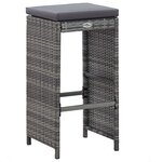 vidaXL Meuble de bar de jardin 7 Pièces et coussins Résine tressée Gris
