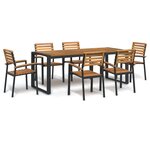 vidaXL Ensemble à manger de jardin 7 Pièces bois d'acacia solide et métal