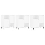 vidaXL Buffets 3 Pièces blanc brillant bois d'ingénierie