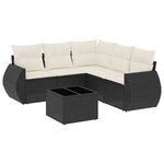 vidaXL Salon de jardin 6 Pièces avec coussins noir résine tressée
