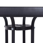 Table ronde bistro de jardin dim. Ø 80 x 72H cm espace installation parasol acier époxy noir plateau verre trempé