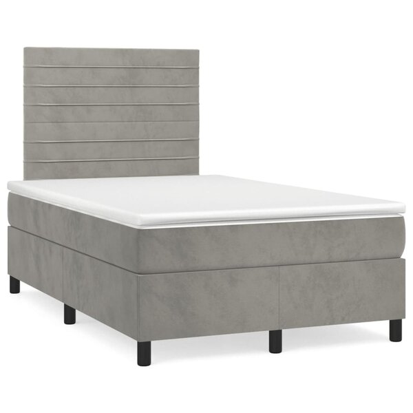 vidaXL Sommier à lattes de lit et matelas Gris clair 120x200cm Velours