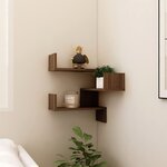 vidaXL Étagère d'angle murale Chêne marron 40x40x50 cm Bois ingénierie