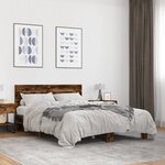 vidaXL Cadre de lit chêne fumé 135x190 cm bois d'ingénierie et métal