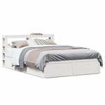 vidaXL Cadre de lit avec tête de lit blanc 135x190 cm bois pin massif