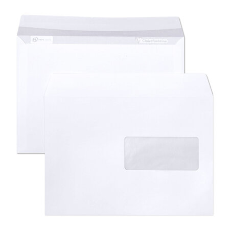 Boite de 250 enveloppes 90g c5 162x229 mm fenêtre 45x100 blanc c by clairefontaine
