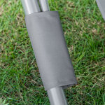 Bain de soleil 2 places lit de jardin design contemporain toit réglable 2 roulettes 2 oreillers acier époxy polyester gris