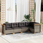 vidaXL Salon de jardin 5 Pièces avec coussins gris résine tressée