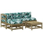 vidaXL Salon de jardin 5 Pièces avec coussins bois de pin imprégné