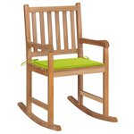 vidaXL Chaise à bascule avec coussin vert vif Bois de teck solide