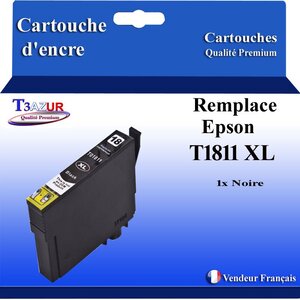 T3AZUR- Cartouche Compatible avec Epson 18XL 18 XL remplace Epson Expression Home XP225 XP30 XP302 XP305 XP312 XP315 XP322 XP325 Noire