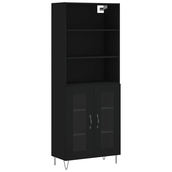 vidaXL Buffet haut Noir 69 5x34x180 cm Bois d'ingénierie