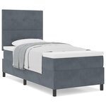 Lit Box Spring vidaXL avec Matelas Gris Foncé 90x200 cm en Velours