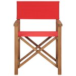 vidaXL Chaises de metteur en scène lot de 2 Bois de teck massif Rouge