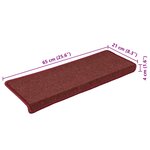 vidaXL Tapis d'escalier 15 Pièces 65x21x4 cm Rouge mat