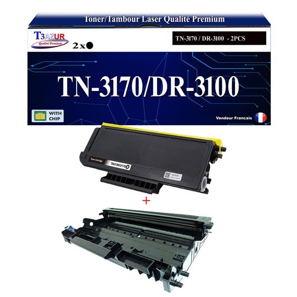 Kit Tambour+Toner compatibles avec Brother TN3170  DR3100 pour Brother DCP8060 DCP8065DN HL5200 HL5240 HL5240L HL5250 HL5250DN HL5270 HL5270DN HL5280DW MFC8460N MFC8860DN MFC8870DW Noir