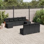vidaXL Salon de jardin 10 Pièces avec coussins noir résine tressée