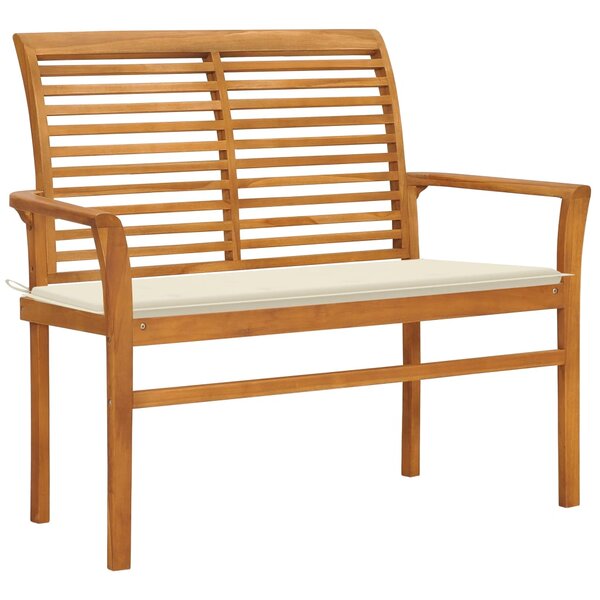 vidaXL Banc de jardin avec coussin crème 112 cm Bois de teck massif