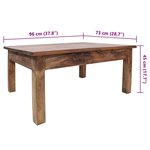 vidaXL Table basse bois d'acajou massif 98x73x45 cm