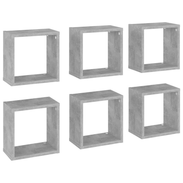 vidaXL Étagères cube murales 6 Pièces Gris béton 26x15x26 cm