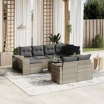 vidaXL Salon de jardin 11 Pièces avec coussins gris clair résine tressée