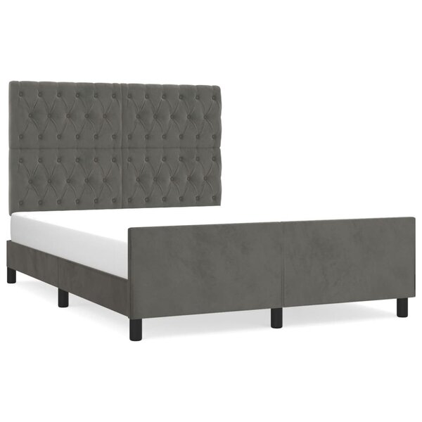 vidaXL Cadre de lit avec tête de lit Gris foncé 140x200 cm Velours
