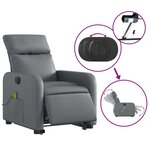 vidaXL Fauteuil inclinable de massage électrique gris similicuir