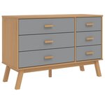 vidaXL Armoire à tiroirs OLDEN gris et marron bois de pin solide