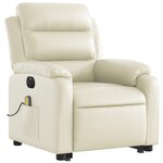 vidaXL Fauteuil inclinable de massage électrique crème similicuir