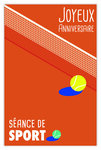 Carte Joyeux Anniversaire avec Enveloppe - Fan de Tennis - Mini Posters Format 17x11 5cm - Séance de Sport Balle Filet Joueur Joueuse Supporter Rétro Vintage - Fabriquée en France