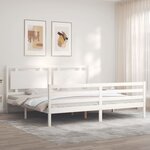 vidaXL Cadre de lit avec tête de lit blanc 200x200 cm bois massif