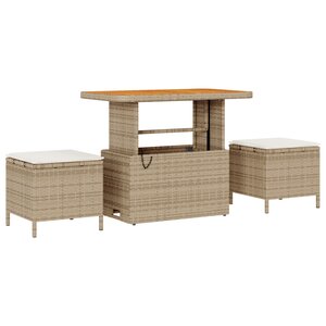Ensemble de canapé de jardin 9 pièces avec coussins Beige Rattan Acacia