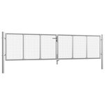 vidaXL Porte de jardin Acier galvanisé 415x125 cm Argenté