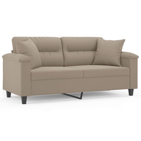 vidaXL Canapé 2 places avec oreillers taupe 140 cm tissu microfibre