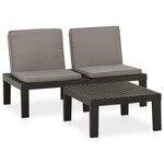 vidaXL Salon de jardin 2 Pièces avec coussins Plastique Gris