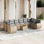 vidaXL Salon de jardin 11 Pièces avec coussins beige résine tressée